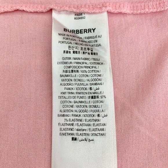 Burberry Pink Cotton T-Shirt With Deer Print Graphic - Picture 6 of 8